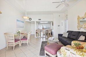 Gulf Front Living Area with Sleeper Sofa