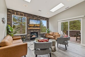 3 separate fireplace living rooms for private break out areas and private conversation