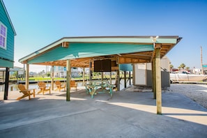 Lots of covered area for sitting outside out of the sun.