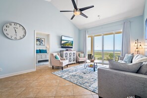 Spacious Living Room with Private Balcony overlooking the Gulf of Mexico