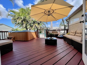 Private hangout spot with hot tub