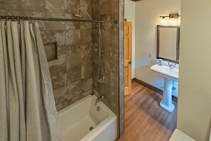 Bathroom with tub/shower combo! 