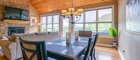 Dining area off the living space with an incredible view.