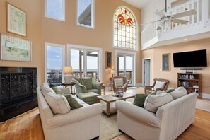 Oceanfront Living Area with Porch Access