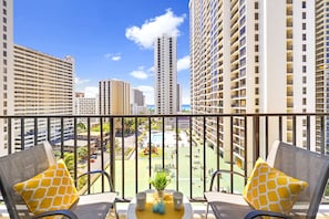 Balcony With patio furniture.