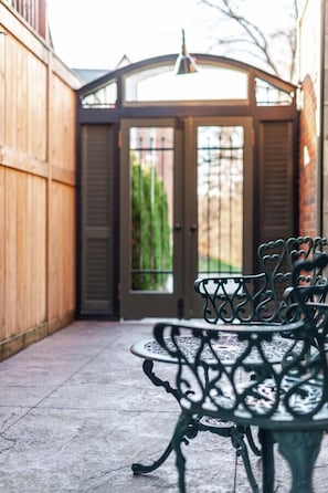 The side Patio is the place to enjoy your morning cup of coffee 