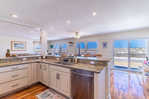 Modern kitchen with all necessities. 

**Important note: NO OCEAN VIEWS