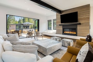Remote control fireplace and nano doors.