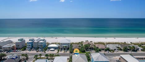 The Sand Box is conveniently located across the street from 2 public beach access points and just steps away from the sugar white sands and the Gulf of Mexico. (There is NO pool access.)