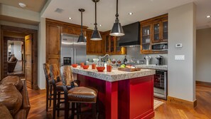 Spacious kitchen with island bar seating