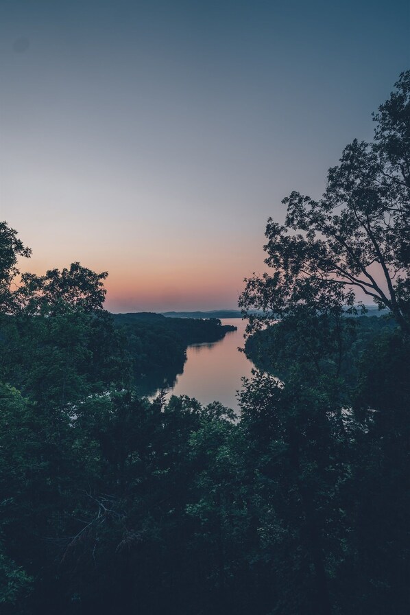 Sunset view from the cabin over Douglas Lake (summer season May-Aug)