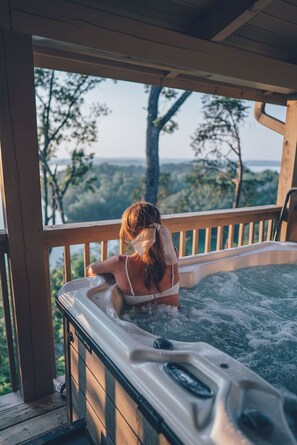 The ultimate lakefront luxury: a hot tub made for unwinding
