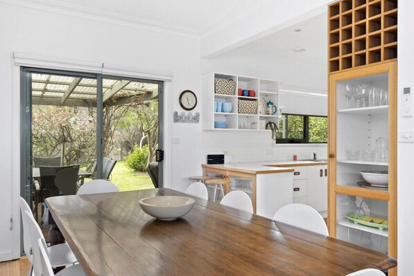 Dining room opens out to deck