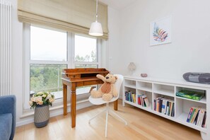 Desk with chair for remote work.
