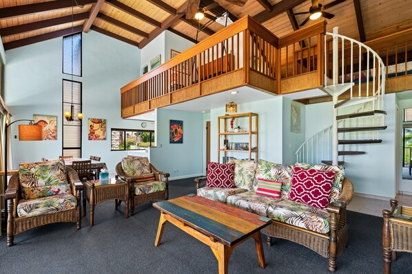 High ceilings in great room and large loft