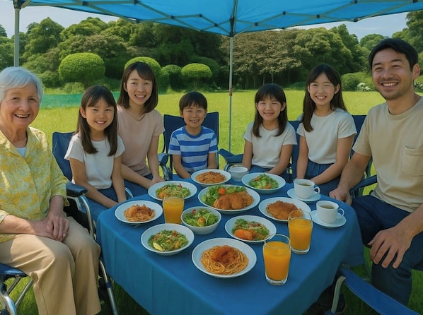 Dining in the spacious garden