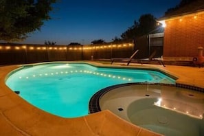 Private pool and heated spa perfect for gatherings and staycations!
