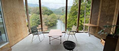 BBQ space overlooking the Takatoki River