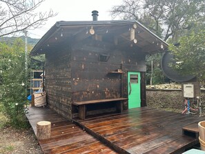 wood stove sauna