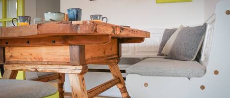 Dining area with antique table