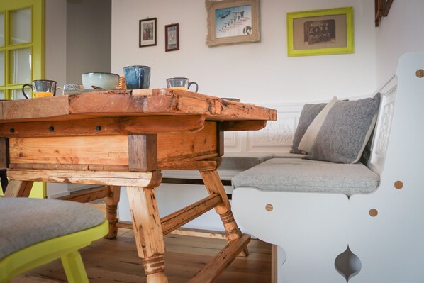 Dining area with antique table