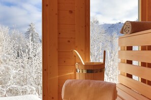 Sauna with mountain view