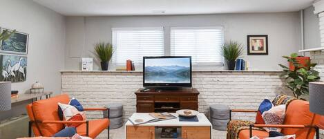 Updated and modern vibe in this basement apartment family room
