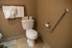 Enjoy the stunning decorative touches in the fully-equipped bathroom.