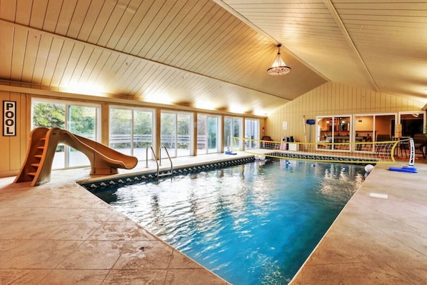 Indoor heate pool with water slide