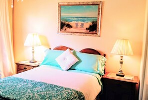 Cozy coastal decorated bedroom for two!
