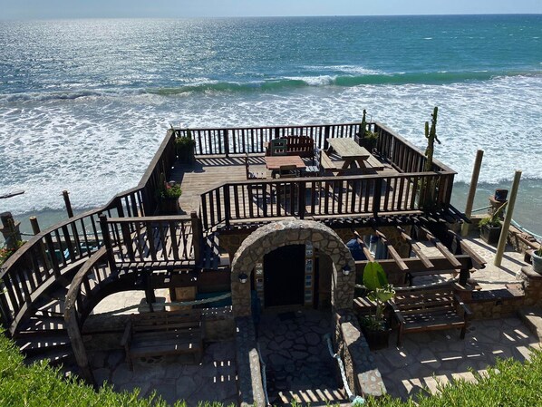 Cabin right on the water with roof top deck. 