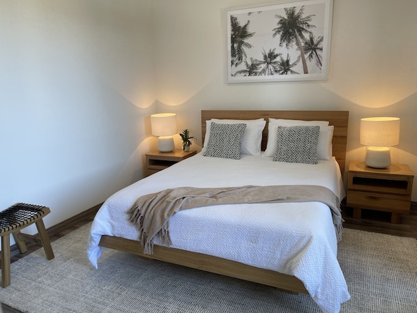 Second Queen size Bedroom with private balcony with partial ocean and town views