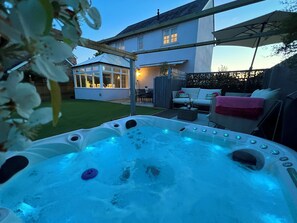 Our Hot Tub, with crystal clear water,  is maintained at 38 degrees.