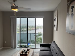 Living Room with direct views of the Intracoastal Waterway and Ocean Views