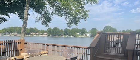 Great spot on the deck overlooking the lake