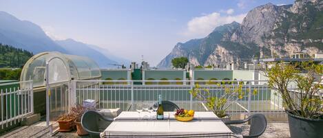 The terrace overlooking Lake Garda