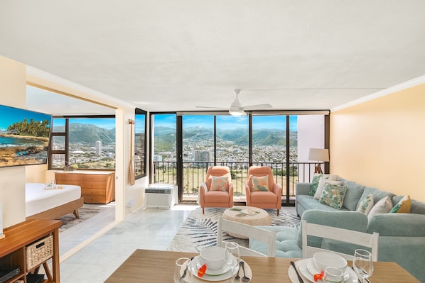Overview of your beautiful condo with new upgraded furniture.