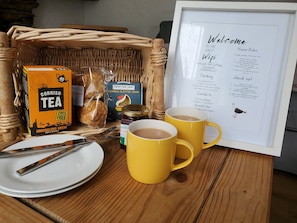 A cream tea awaits you on arrival. Fresh scones and jam from a local farm.  