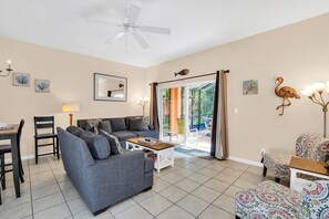 Living room looking out onto the private lanai