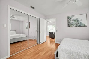 Spacious bedroom with lots of storage.
