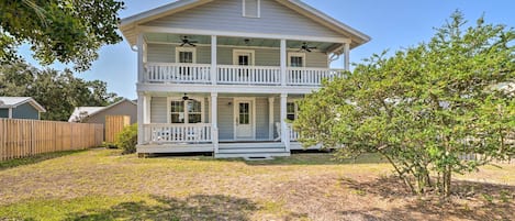 Oak Island Vacation Rental | 4BR | 3.5BA | 2,100 Sq Ft | Steps Required