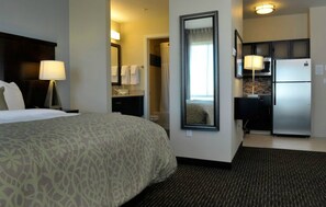 Drift to sleep in this plush bed.