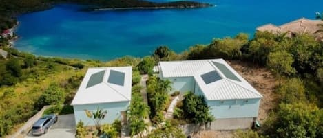 Aerial View feat. Cottage (left) and Mainhouse (right)