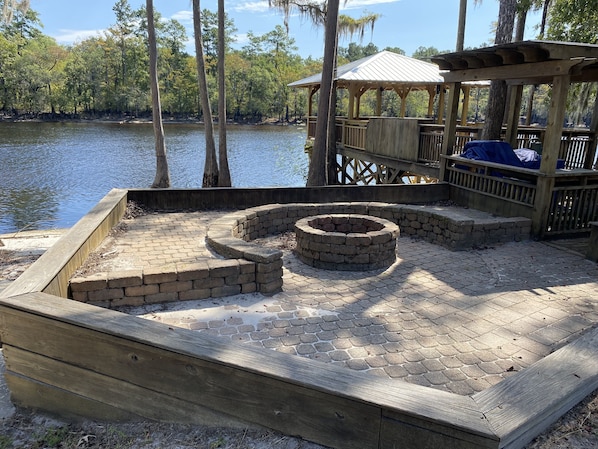 Fire pit overlooking river