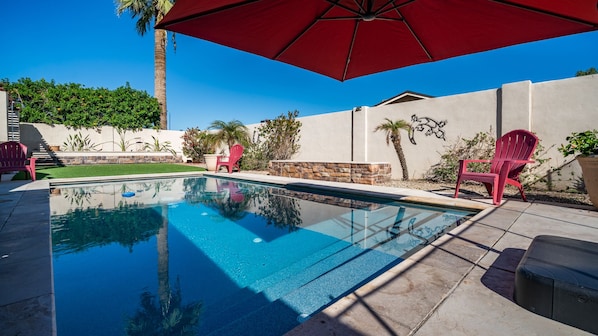 Elegant pool area with plenty of seating - gated and safe. 