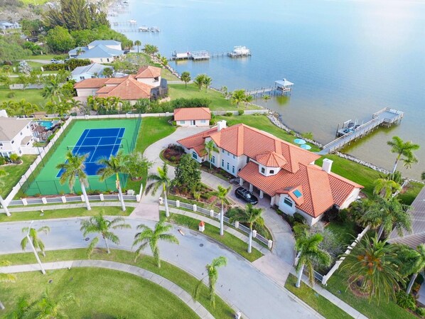 Aerial view of the house.