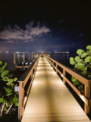 Fully lighted dock for day sightseeing and starry nights