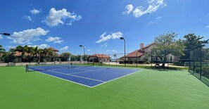 The house has a private professional tennis court.