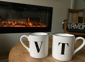 Cozy up next to the fireplace with a mug of VT coffee or a nice book.  