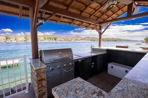 Cabana with BBQ, view of River